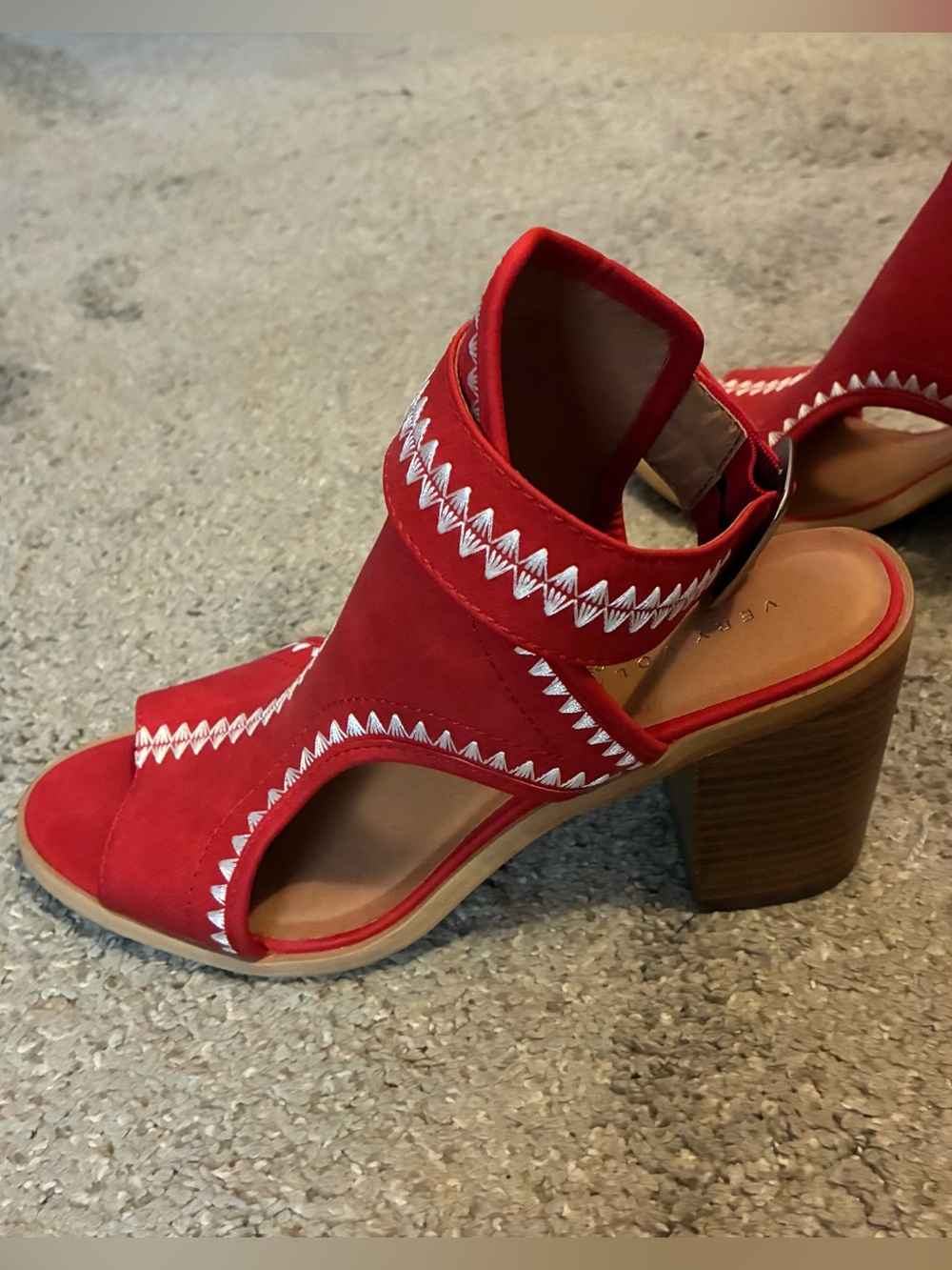 Very Volatile Red with White Trim Heeled Ankle Sandal